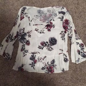 Flowy white floral blouse